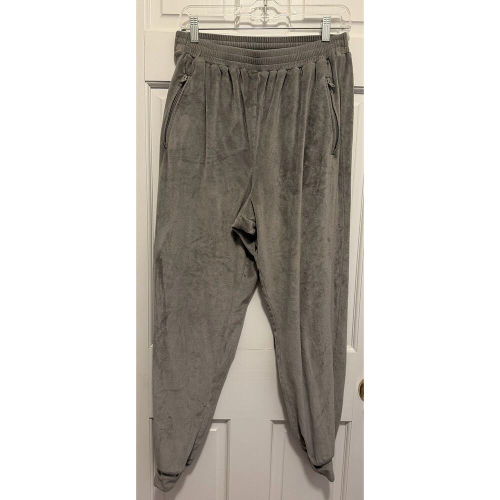 Skims Women's Velour Gray Anthracite Jogger Track Pants Zipper Pockets Size M
